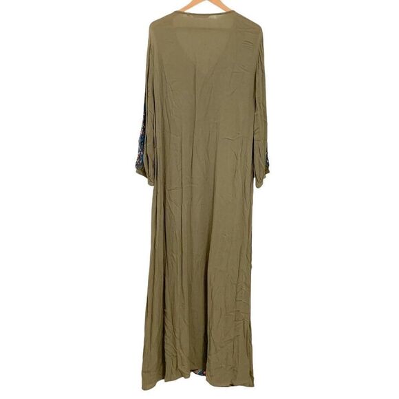 Soft Surroundings L boho loose fit embroidered long sleeves maxi dress tassels - Picture 2 of 9